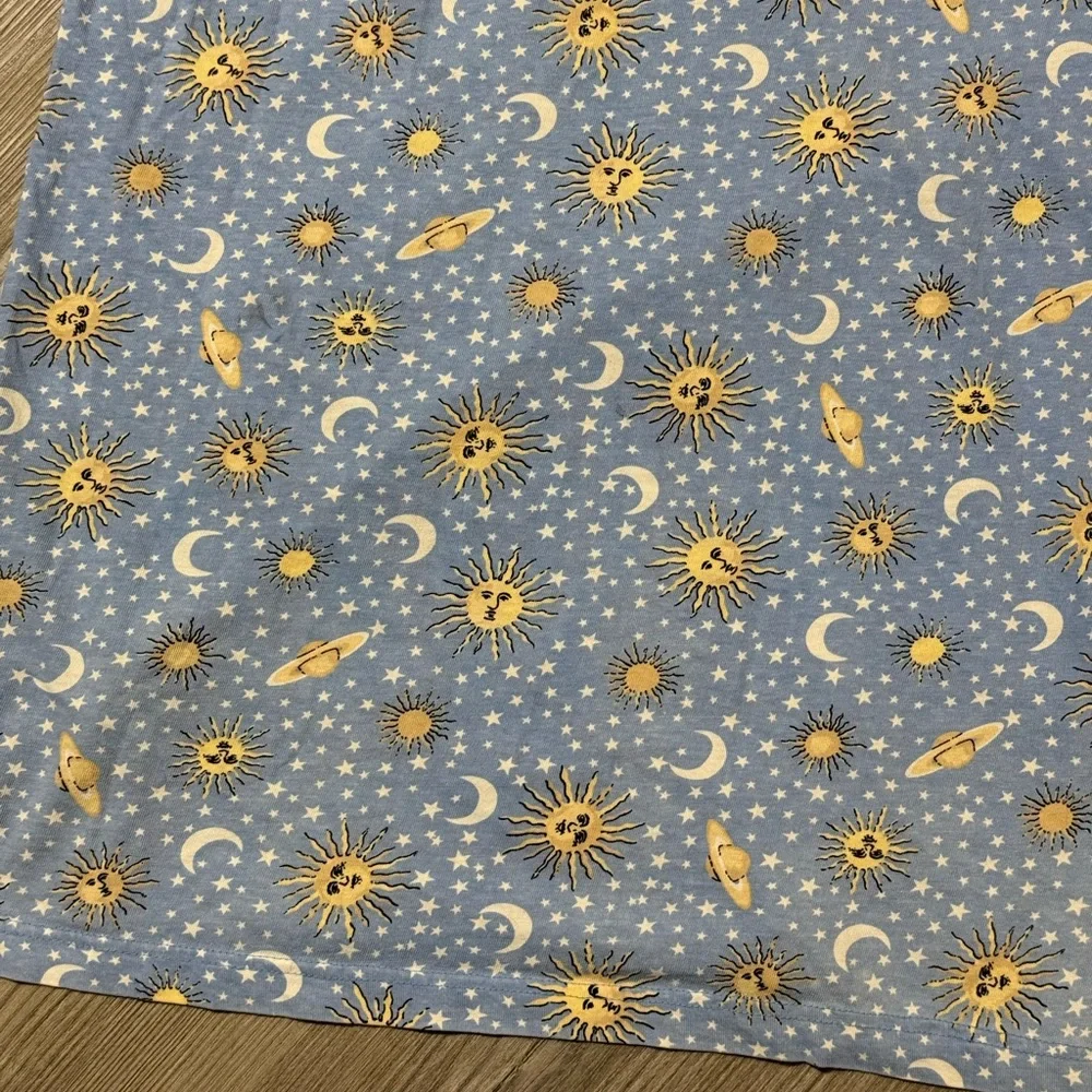 Vintage 100% Cotton One Size Fits Most Basic Editions Light Blue Celestial Tee